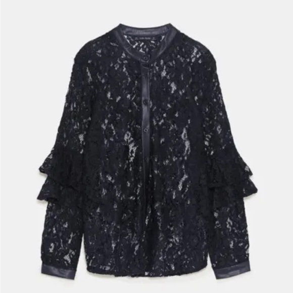 ZARA LACE BUTTON DOWN TOP   NWOT - Picture 4 of 10